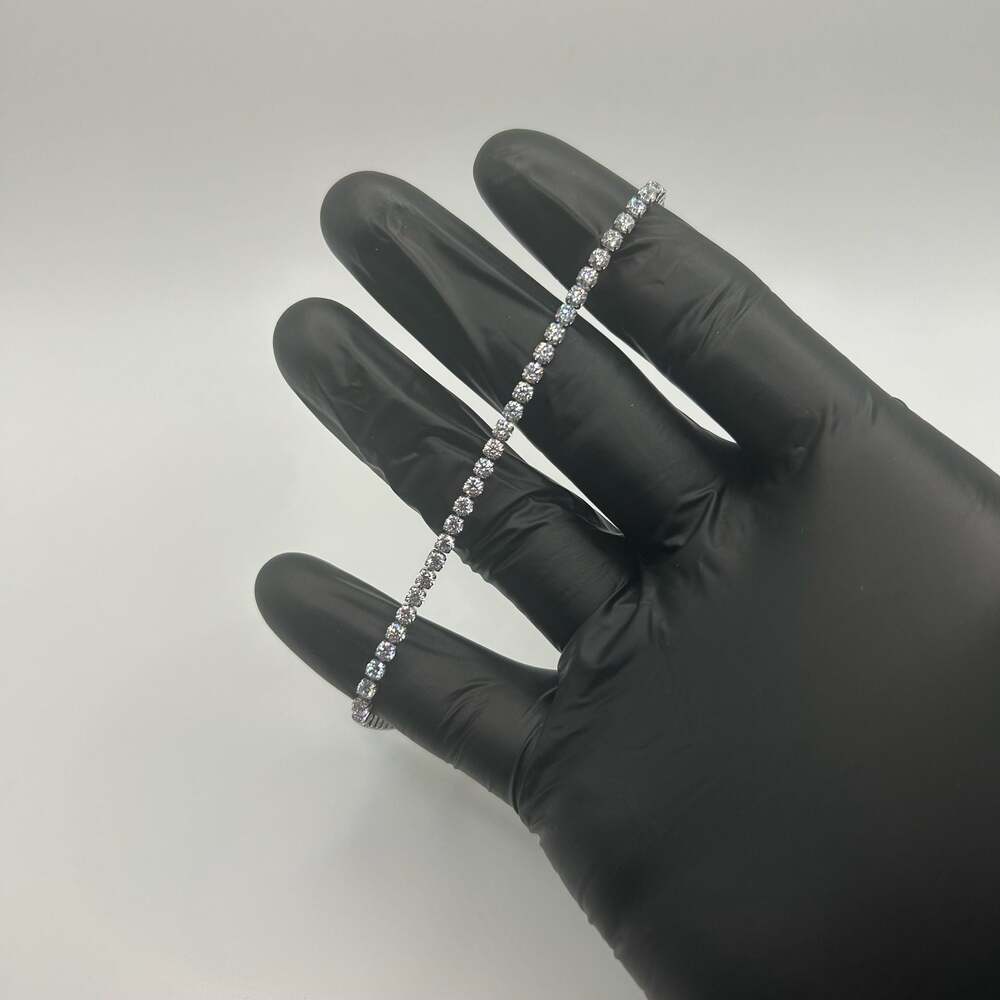 Moissanite Iced Out Tennis Bracelet Silver 2mm 7.5” Brand New VVS1 Fast Ship